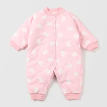

Mini Car Baby's one piece Romper baby open file climbing clothes autumn winter long sleeve go out thin cotton clothes wrap feet