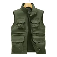 Outdoor Men's Loose Fit Casual Vest Cross-Border New Style Workwear Jacket Multi-Pocket Lightweight Vest for Young And Middle-Ag