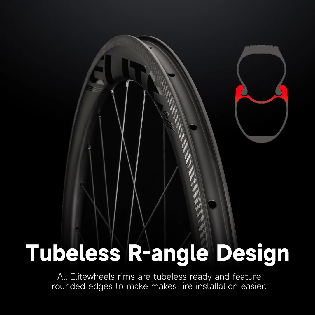 Фото Колеса ELITEWHEELS 700c Дорожные Углеродные колеса UD Отделка UCI Качество углеродного обода бескамерные готовые столбы ниппель 1423 спицы гоночная колесная установка №3