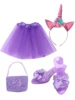 Princess Play Home Dress Up Set, Princess chiffon skirt, handbag, high heels, unicorn headband accessory set, 4PCS 1