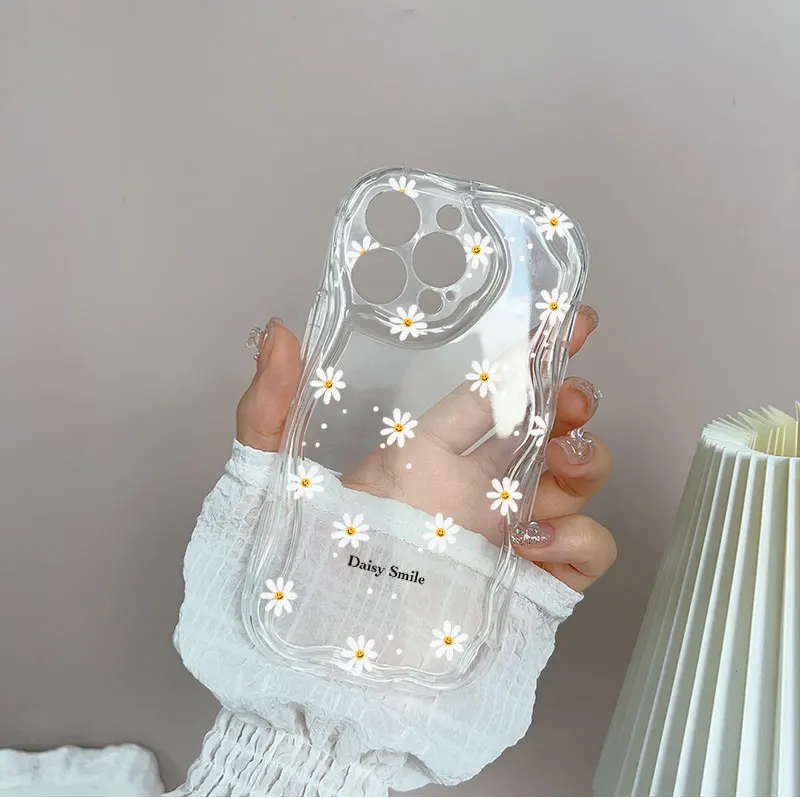 Daisy Flower Print Soft Clear TPU Phone Case