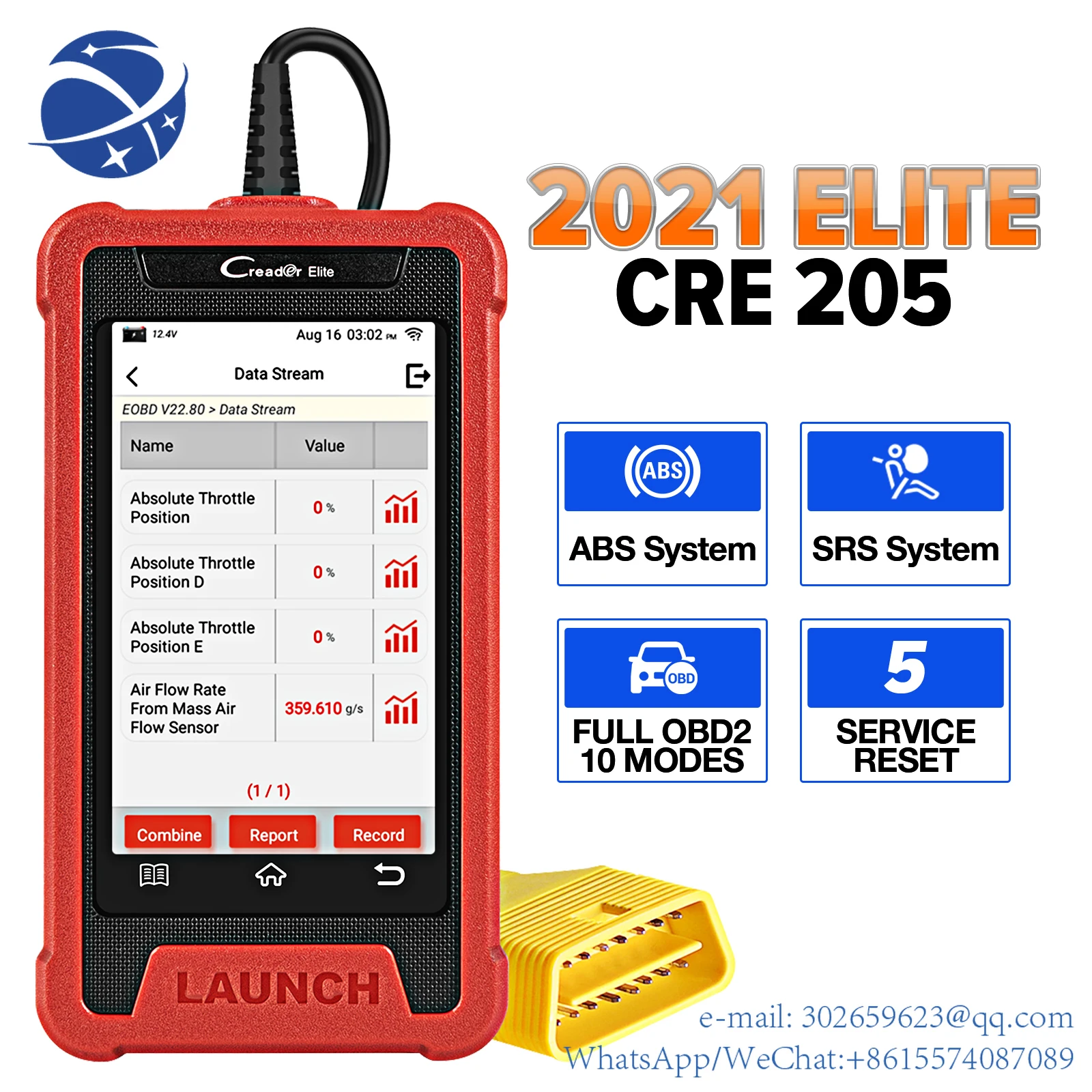 

LAUNCH X431 CRE205 OBD2 Diagnostic Tool Work ABS Airbag SRS System EPB Oil TPMS SAS 16 Reset Services PK CRP129E Car OBD Scanner