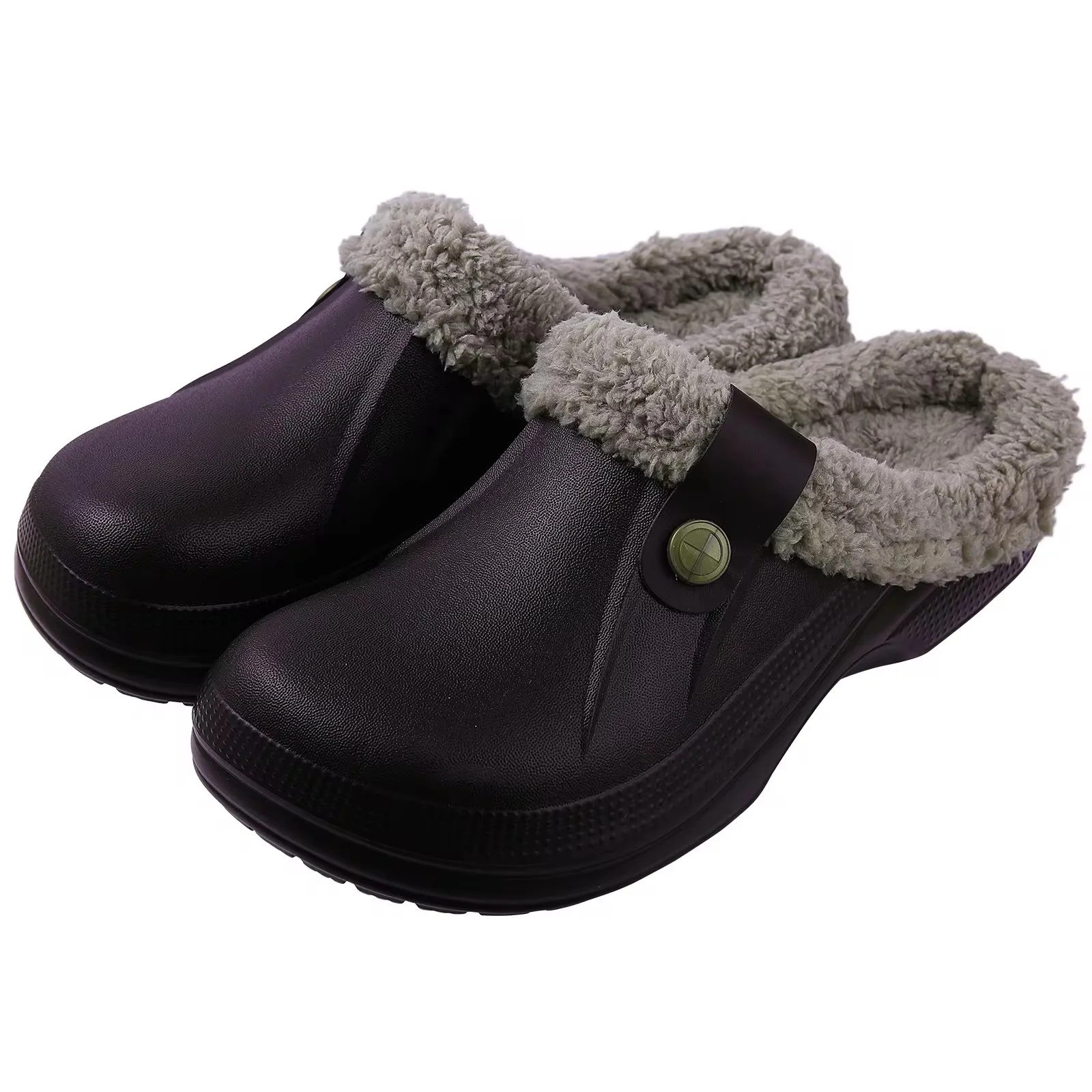 Crestar Women and Men Fur Lined Clogs Memory Foam Warm Fuzzy Slippers New Winter Waterproof Indoor Outdoor Comfortable Slippers 2