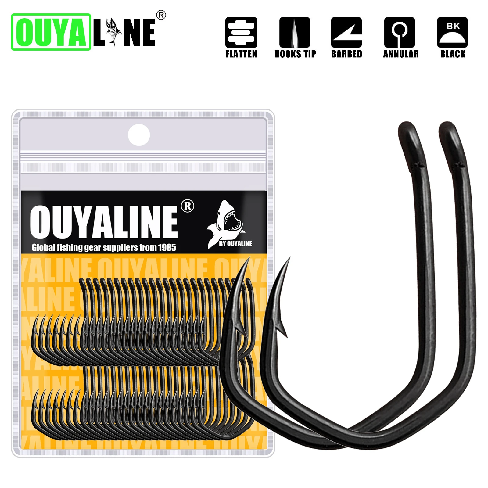 50pcsCarpFishingHookBarbedCoatedPTFECoatingHighCarbon