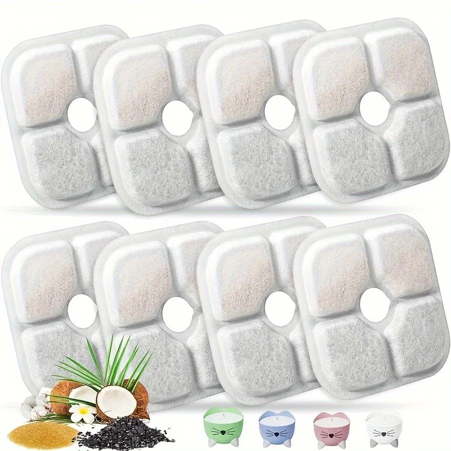 KEMORELA 6/12PCS Replacement Activated Carbon Filter Cat Dog Drinking Fountain Replaced Filters for Water Fountain Dispenser