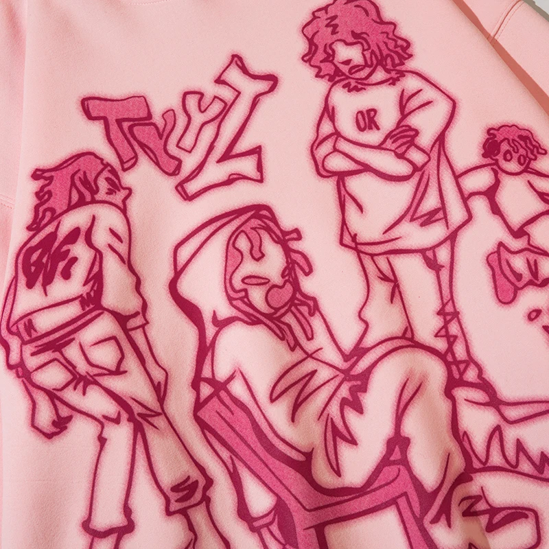 Men Streetwear Hoodie Sweatshirt zip up hoodie sweatshirt jacket fleece hoodies print hoodies fleece jacket Pink Funny Cartoon Graphic Autumn Harajuku Anime Hooded Pullover Hip Hop Hipster