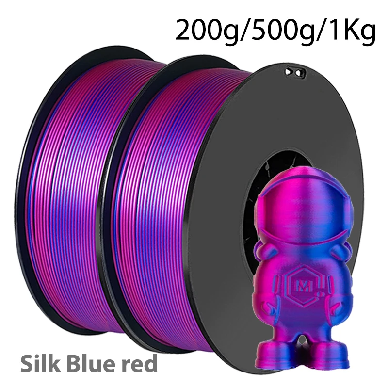 Dual Color Silk PLA 3D Printer Filament - Blue & Purple Red (Available in 200g, 500g, 1Kg)