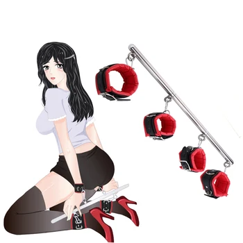 Bdsm Female Slave Bondage Gear Handcuffs Shackles With Steel Spreader Erotic SM Tools Intimate Toys For Two Sex Shop For Couples 2