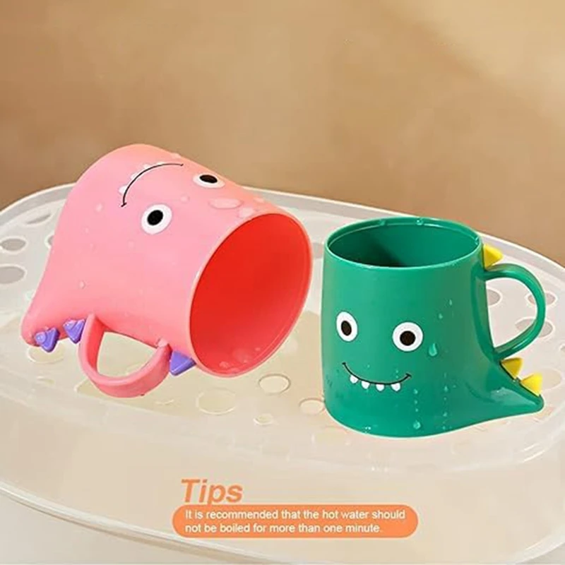2PCS PP Mouthwash Holder Cute Dinosaur Mouthwash Cups Bathroom Toothbrush Cup Durable Bathroom Toothbrush Cup A