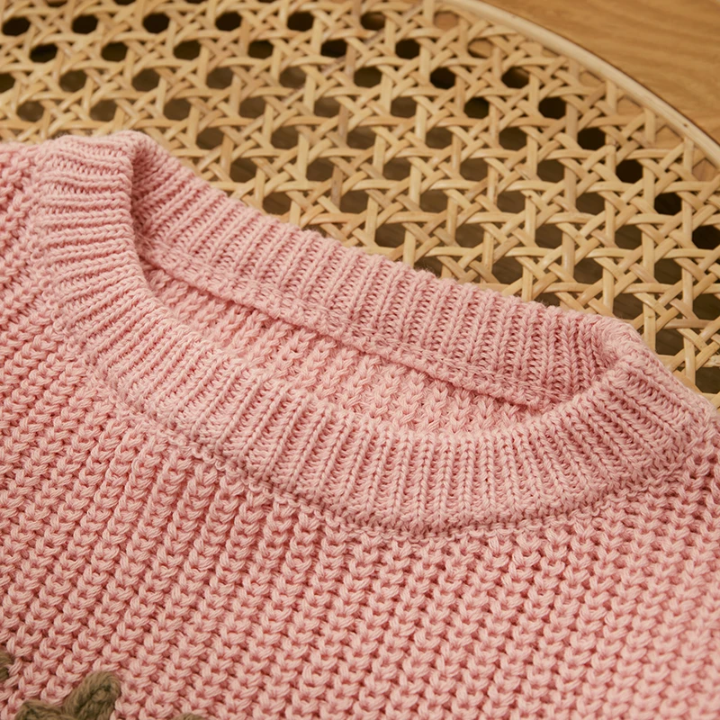 Autumn New Baby Boys Girls Knit Sweater Long Sleeve Crew Neck Letters Winter Warm Crochet Infant Pullover