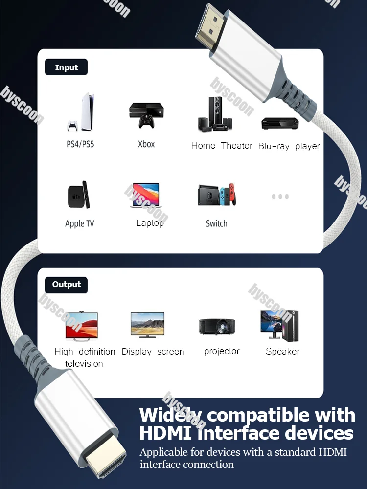 울트라 HD HDMI 2.1 케이블 아이스 화이트 8K 60Hz 4K 240Hz 48Gbps HDR10+ 와이어 (PS5, 노트북, TV 박스, 모니터, 게임용 액세서리) 1M/2M/3M