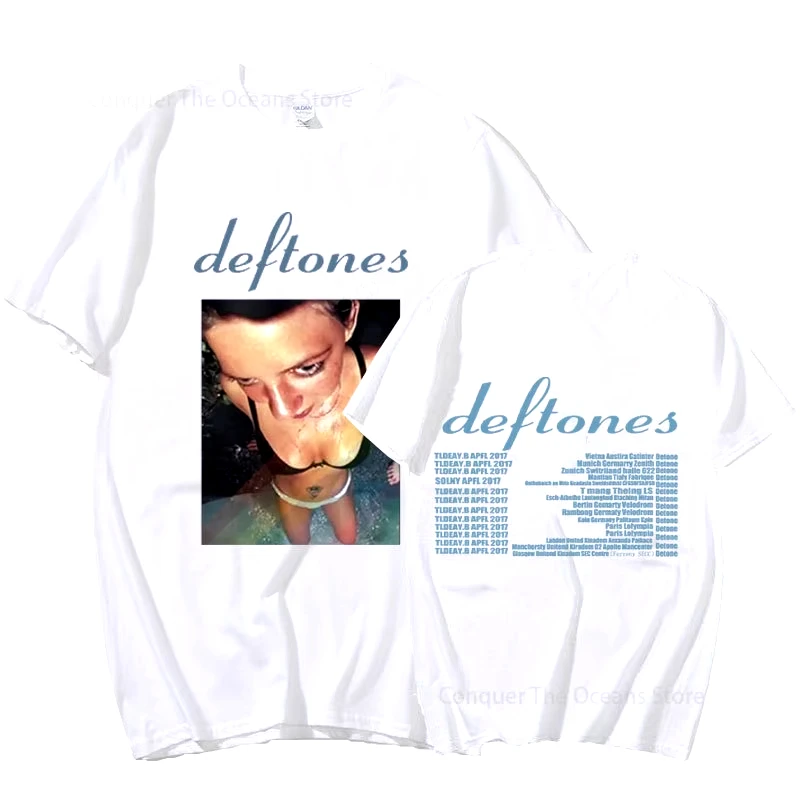 New Deftones Around The Fur Tour Band Concert Print Men's T Shirt and Women Punk Vintage Oversize Tees Summer Cotton Tops