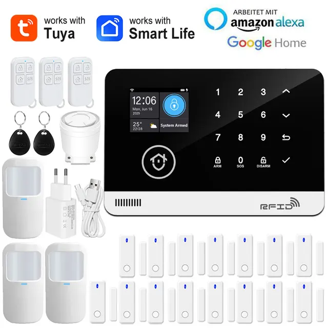 Tuya Smart WiFi GSM Home Security Alarm System - Touch Keyboard RFID APP Control Wireless Anti-Theft with Volume Adjustable 8