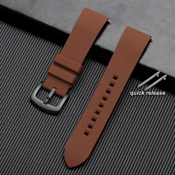 Multi - Size Silicone Watch Strap - Soft Waterproof Quick Release Bracelet - 20mm (Brown - Black)