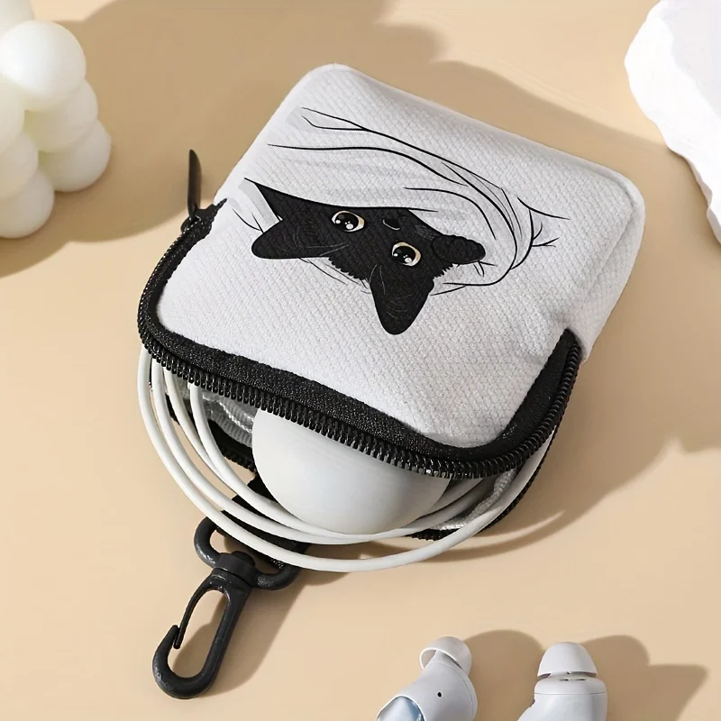 1 pc Cat pattern printed large capacity coin wallet, digital printed coin wallet storage bag, ideal choice for gifts