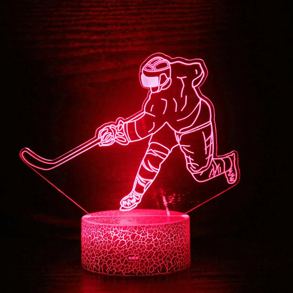 Nighdn Ice Hockey 3D Lamp Night Light 7 Color Changing Boys Room Decor Birthday Christmas Gifts for Kids Hockey Sports Lovers