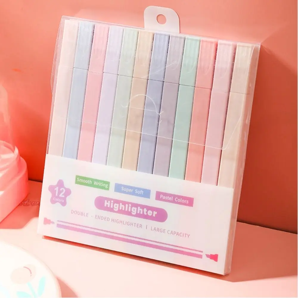 더블 헤드 형광 파스텔 하이라이터 펜, 미적 문구 용품, 카와이 컬러 마커 펜, 신제품