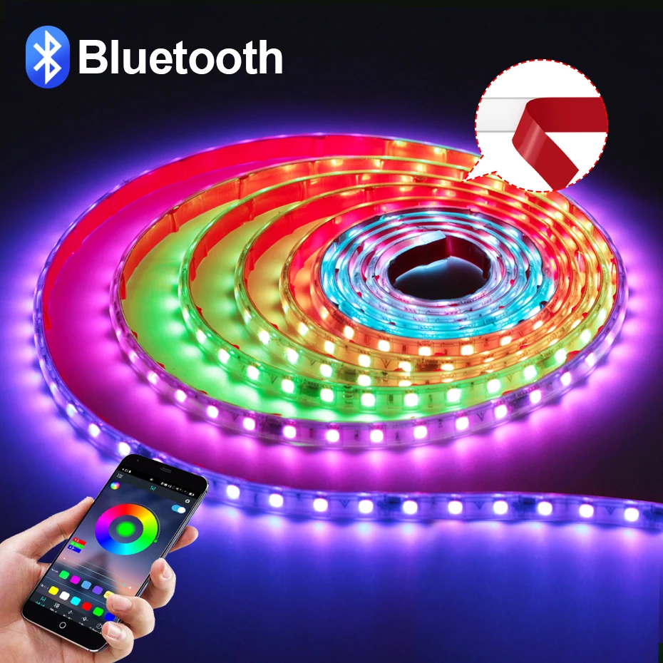 

Smart Bluetooth 220V RGBIC LED Strip Light APP Control Dreamcolor Adhesive Led Tape SMD 5050 Chasing RGB Ribbon IP67 Waterproof