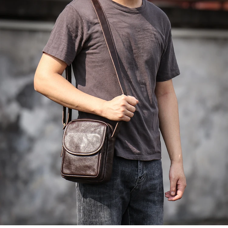 Bolsa de couro de couro masculina, bolsa