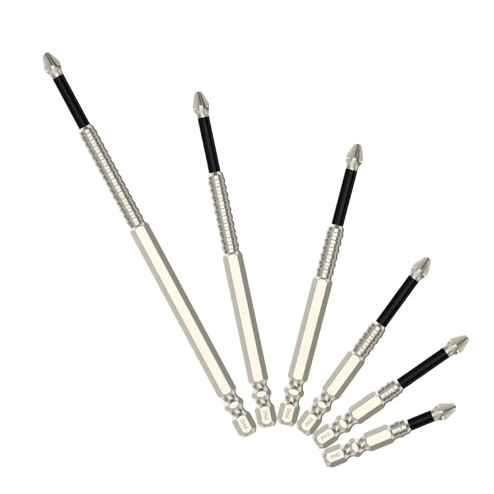 Magnetic Screwdriver Bits Anti Slip PH2 Screwdriver Bit PH2 Batch Head Cross High Hardness Alloy Steel Long Drill Bits 25-150mm 1pc
