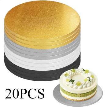 20PCS 8 Inch Cake Boards 1/2 Inch Thick Cake Drums Round Four Colors Professional Quality Cardboards for Wedding Birthday Party