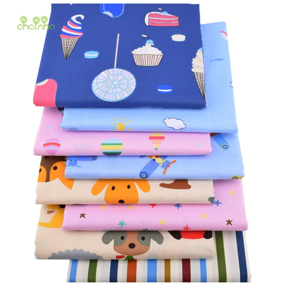 Chainho,Printed Twill Weave Cotton Fabric,DIY Quilting Sewing Material,Patchwork Cloth,Cartoon Series,8 Design Available,15C262