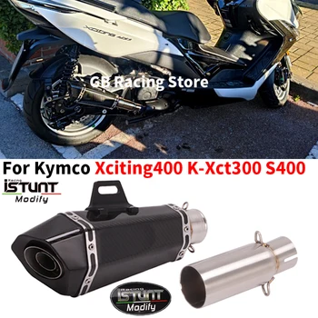 Slip for Kymco Xciting400 K-Xct300 S400 Xciting 400 Motorcycle Exhaust System Escape Modify Mid Link Pipe Moto Muffler DB Killer
