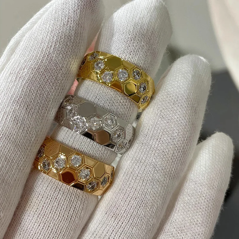 

Кольцо из серебра 925 пробы с сотовым рисунком для мужчин и женщин