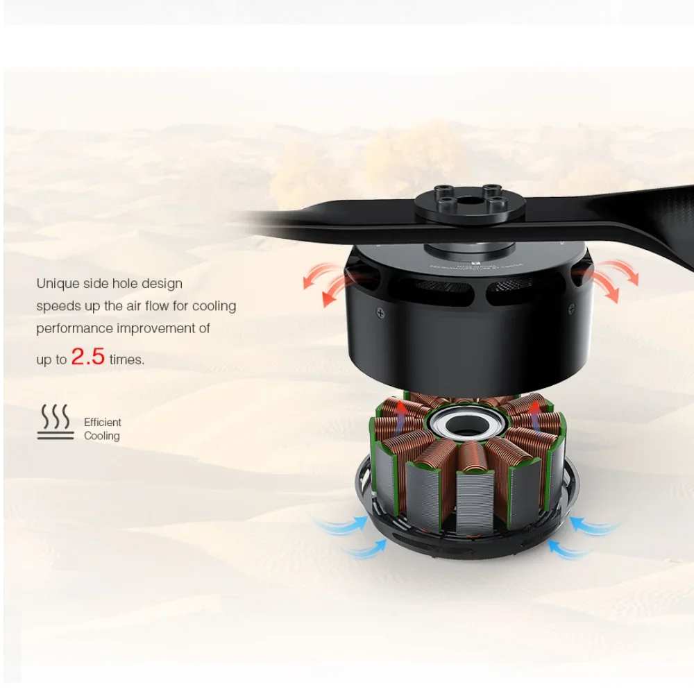 Moteur LIGPOWER U11Ⅱ 120KV posé sur fond blanc, vue latérale montrant les ailettes de refroidissement