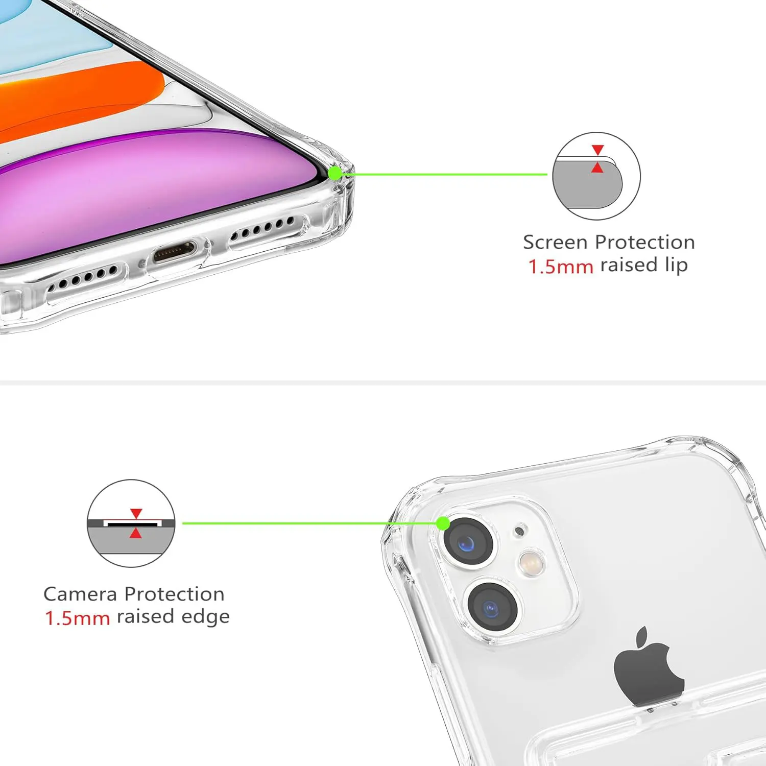 Shockproof Clear Phone Case with Card Holder Pocket - Soft TPU Design