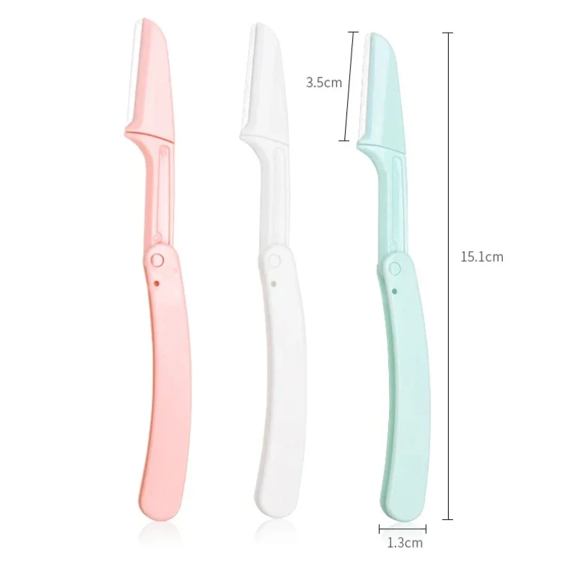 3pcs Safe Folding Ladies Face Shaver Eyebrow Trimmer Blade Anti-Scratch Razor Makeup Tools Eyebrow Trimmer Face Razor for Women 6