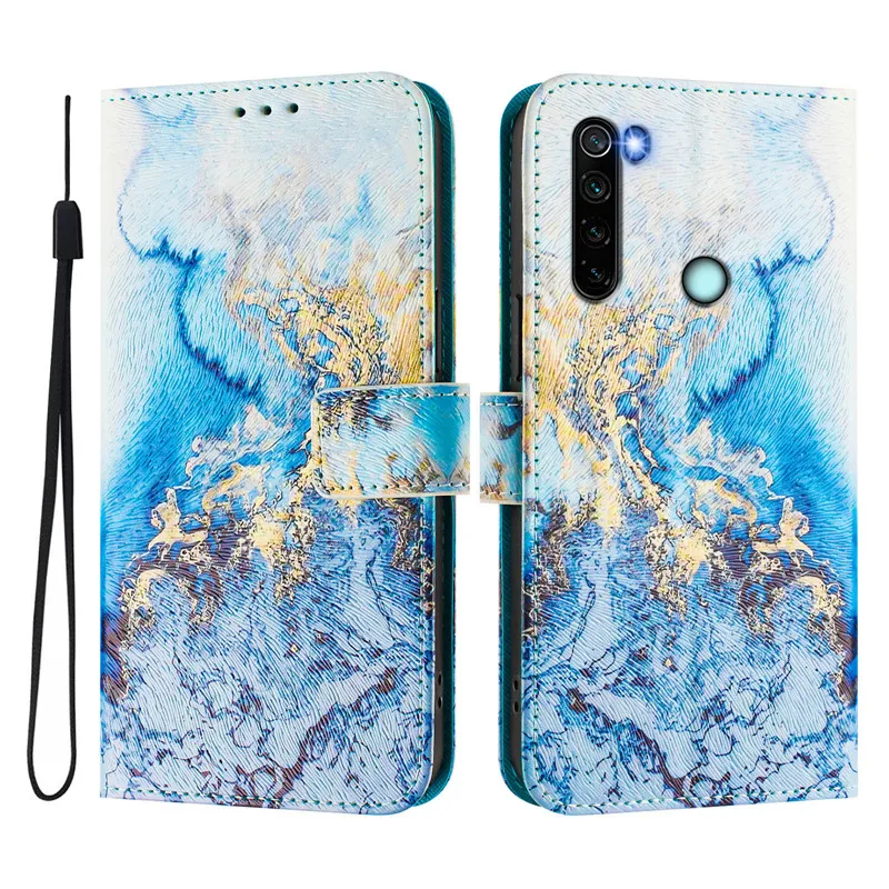 Leather Flip Wallet Phone Case with Magnetic Closure and Artistic Design - Cat, Flower, and Bear Motifs