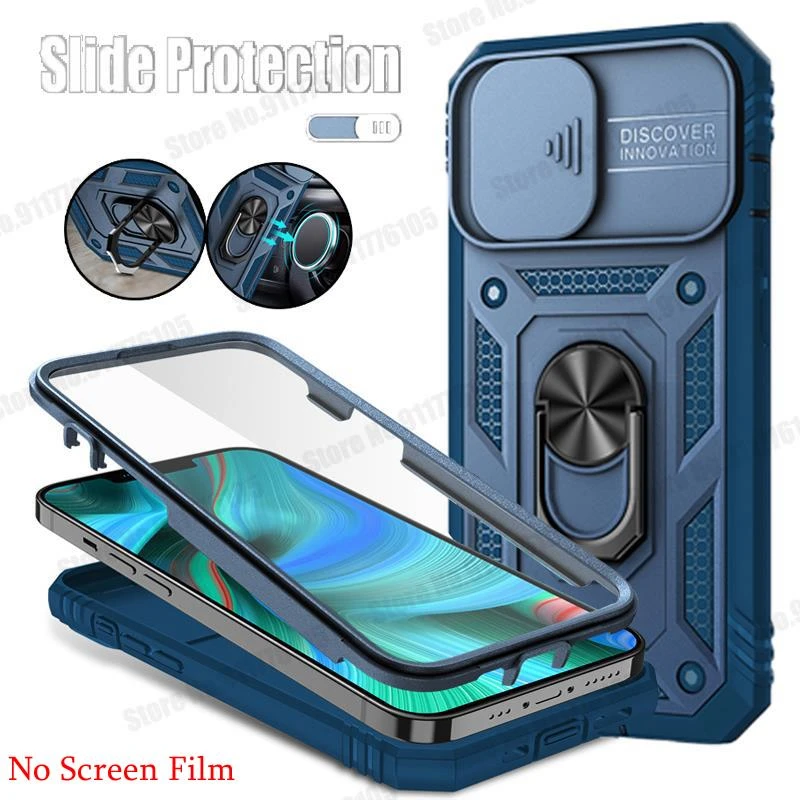 3 in 1 Hybrid Armor Shockproof Magnet Stand Case For iPhone 13 Mini 11 12 Pro Max XR XS Max 7 8 Plus Slide Lens Protective Cover iphone 13 wallet case