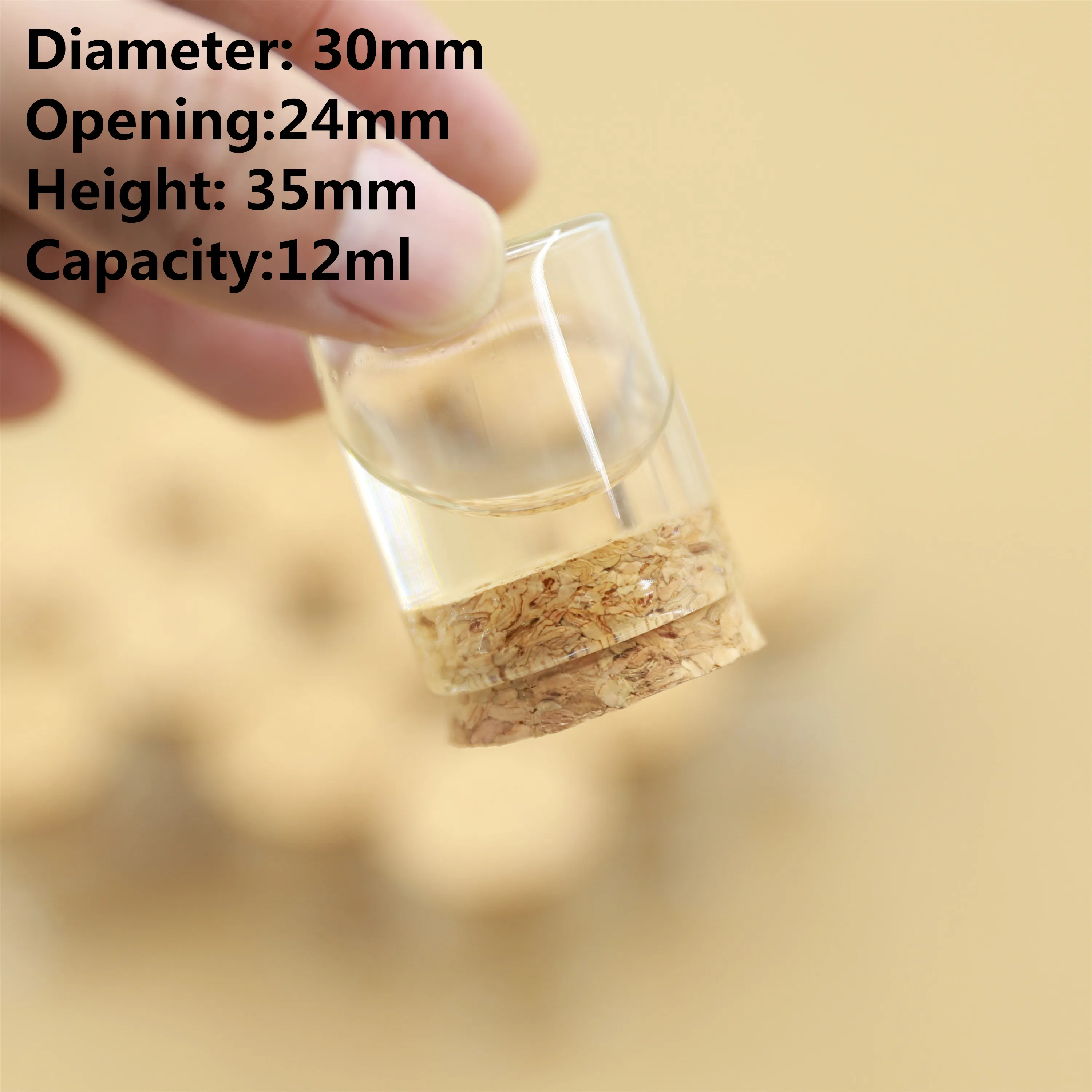 24 pcs/lot 12ml 24*30*35mm Small Glass Bottle Cork Stopper Spice Bottles Container Sealed Glass jar Vial Bottle Stopper 2
