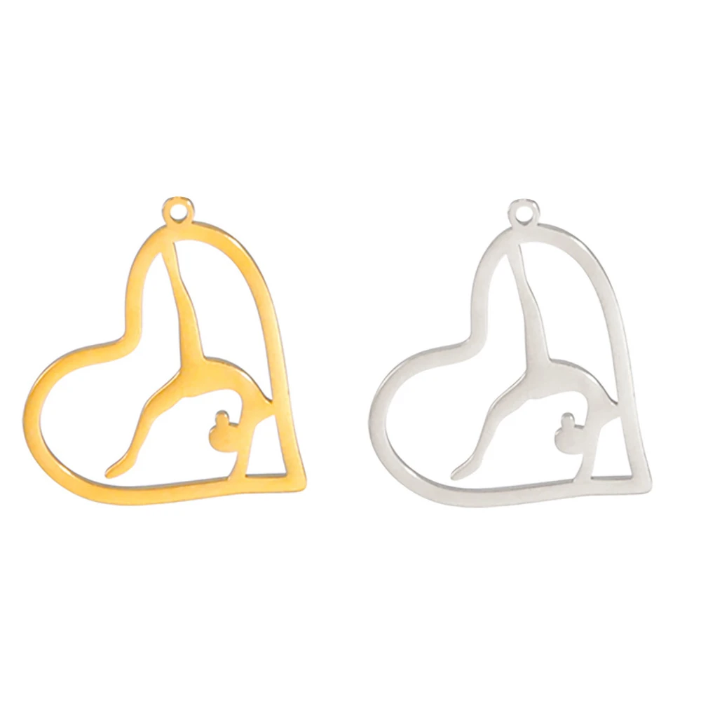 

5pcs/Lot Wholesale Hollowed Love Hearts Gymnast Pendant Accessory For Jewelry Making Stainless Steel Diy Necklace Earring Charms