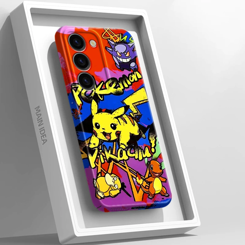 Pokemon Pikachu Gengar Art Film Funda Custodia Per Telefono Per Samsung Galaxy S23 S22 S21 Pro Plus Ultra A03 5G Cover Rigida Feilin Posteriore