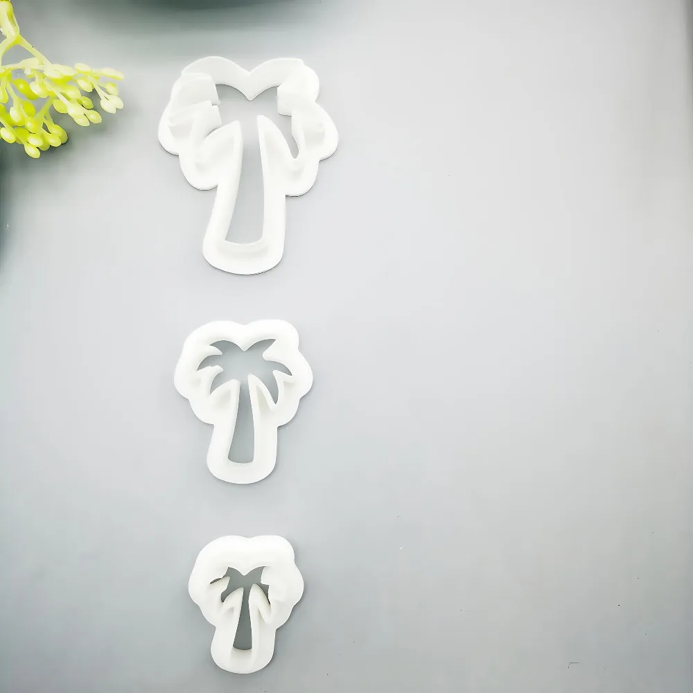 3Pcs 여름 야자수 폴리머 클레이 커터 세트 DIY 귀걸이 쥬얼리 만들기를 위한 열대 야자수 금형