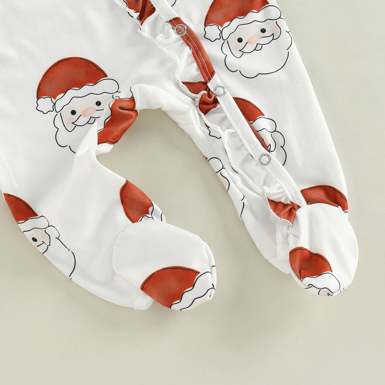 Citgeett Autumn Christmas Newborn Baby Girls Jumpsuits Outfit Printed Long Sleeves Footed Romper and Headband Set