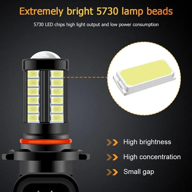 LED Light 2pcs 12-24V H7 H4 H11 5730 Chips 33smd LED Bulbs Car Driving Light