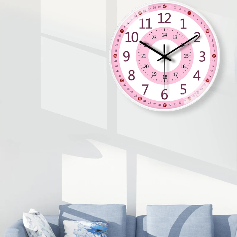 Small Digital 3d Cute Wall Clock Living Room Modern Children Round Wall Watch Noiseless Bedroom Horloge Murale Home Decoration wall clock 3d wall clock led digital clock