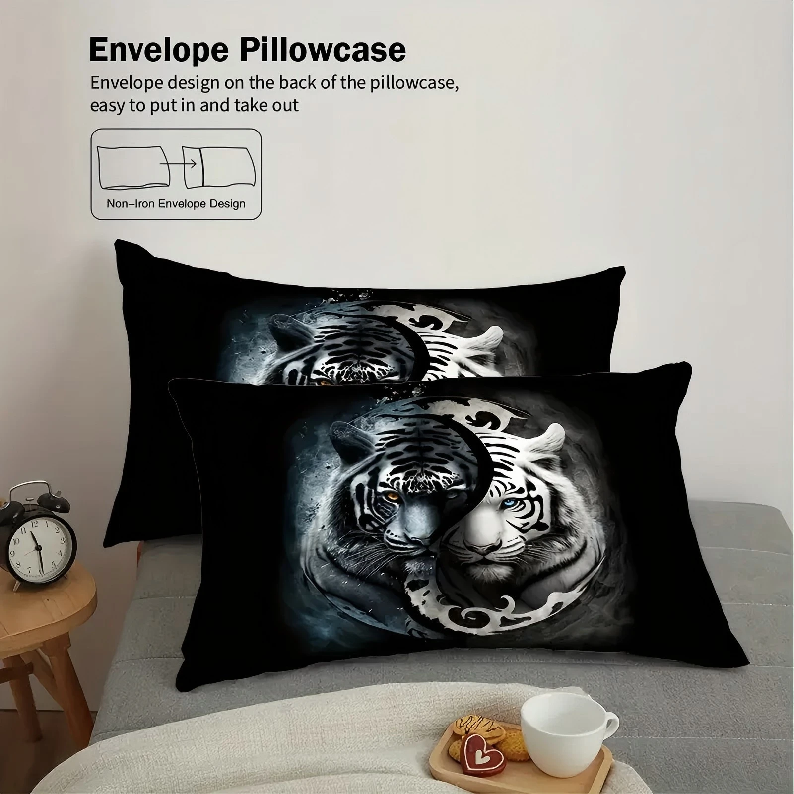 Tiger Set di biancheria da letto per ragazze e ragazzi bambini 3D animali selvatici Set copripiumino tigre coppia amichevole copripiumino natura safari gatti copripiumino matrimoniale 3 pz