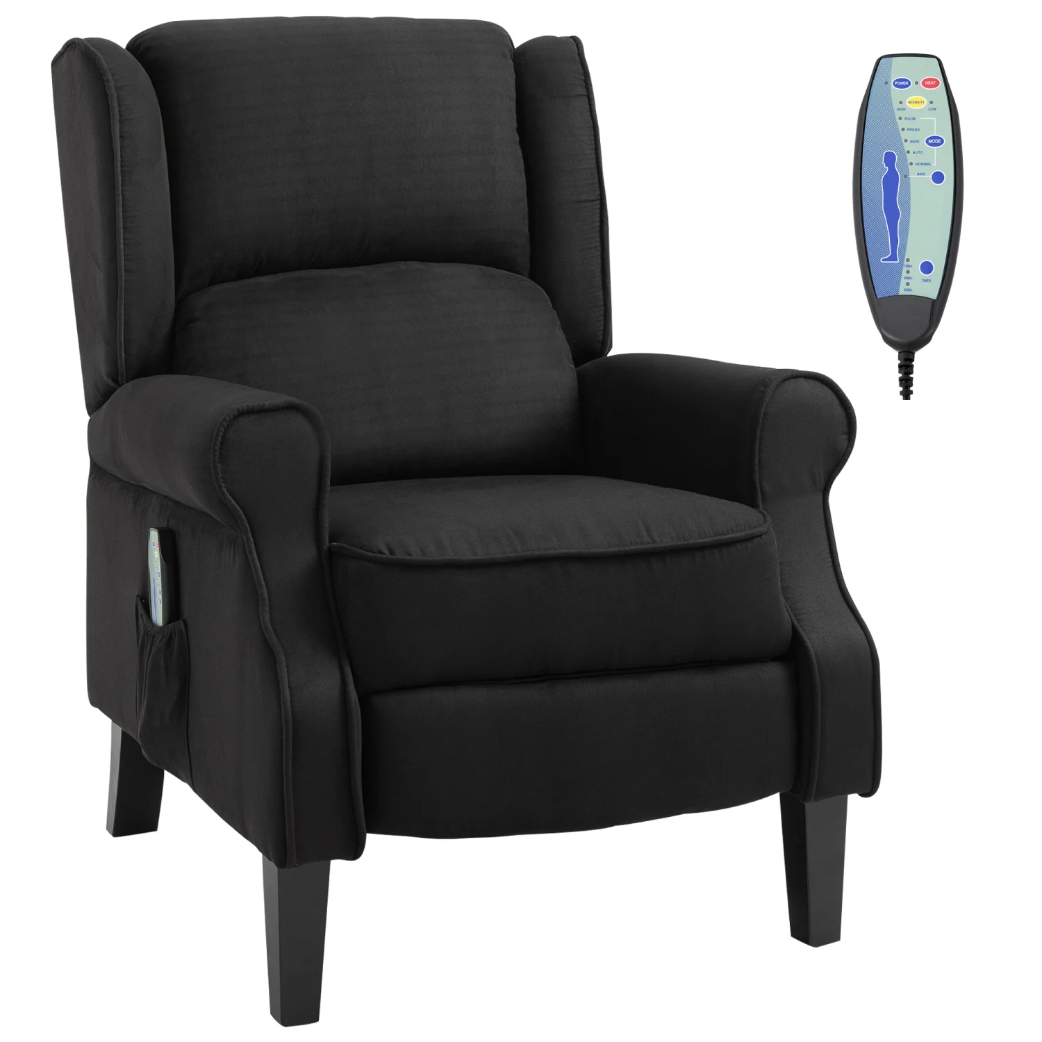 

HOMCOM Wingback Heated Vibrating Massage Chair, Accent Sofa Vintage Upholstered Massage Recliner Chair Push-back with Remote Con