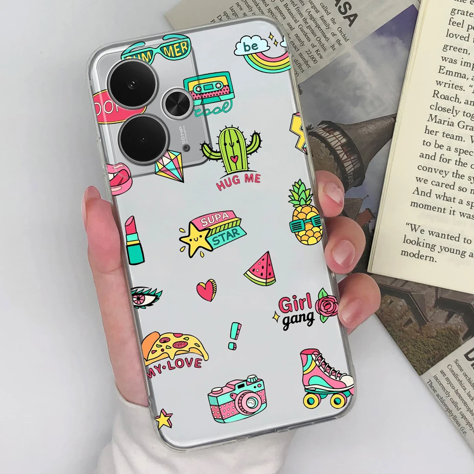 Chic Transparent TPU Silicone Phone Case with Lovely Design Patterns