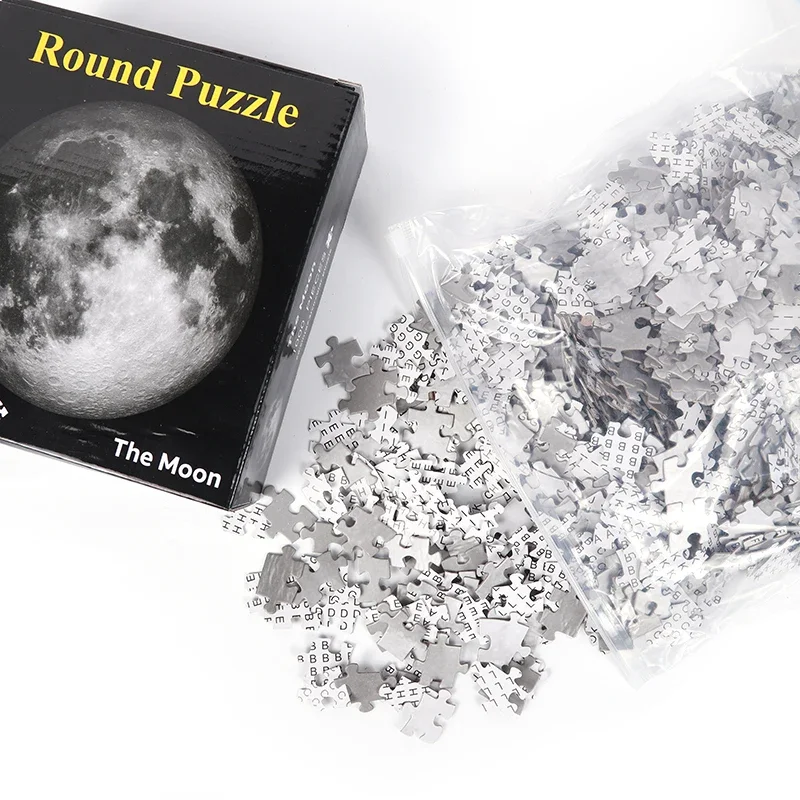 Adult Round Puzzle Moon Challenge Games Learning Educational Puzzle Moon Space Flat Puzzles 1000 Pieces