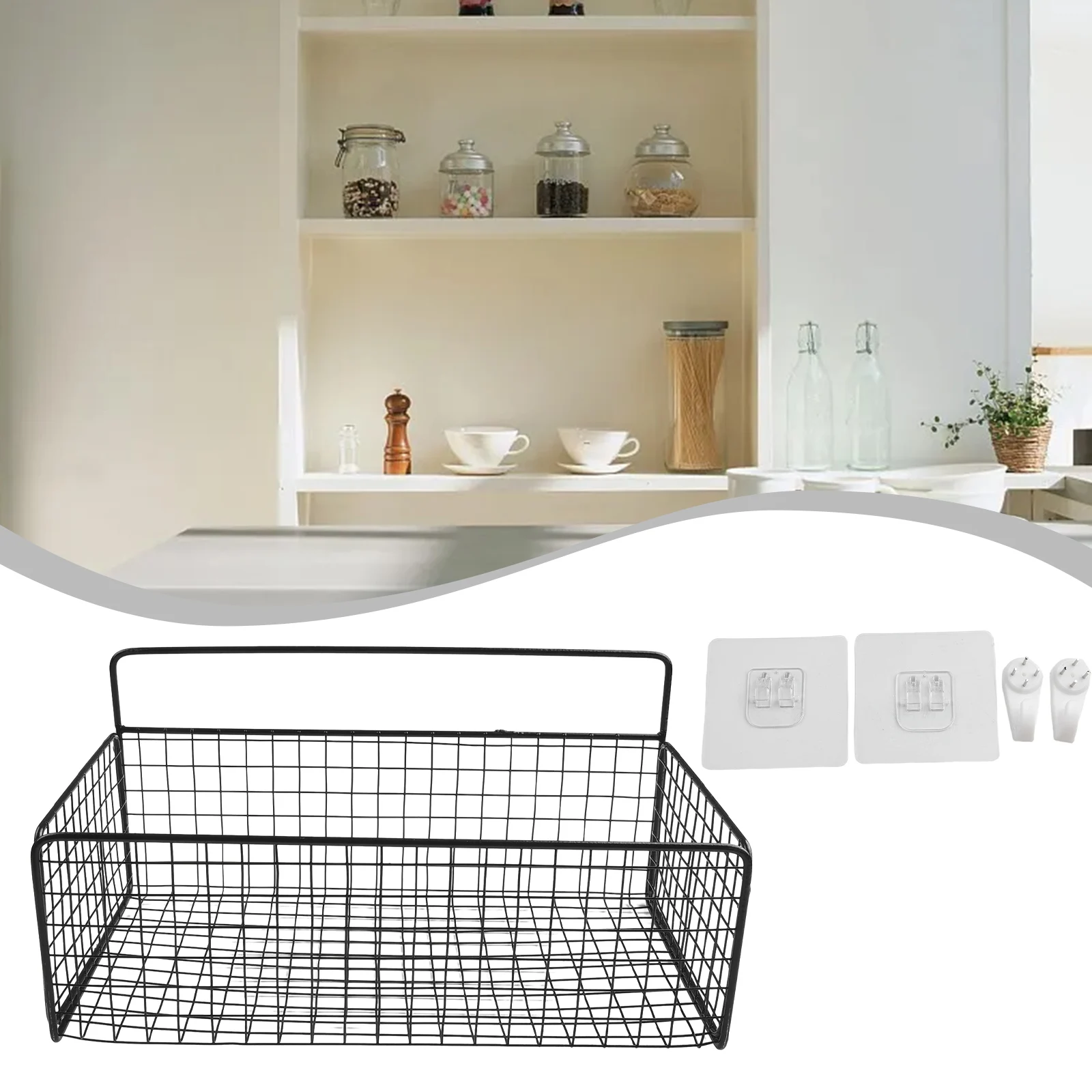 

Organization Storage Basket Kitchen Books Fruits Home 1set Boxes Wall Mounted White Black Practical Replacement