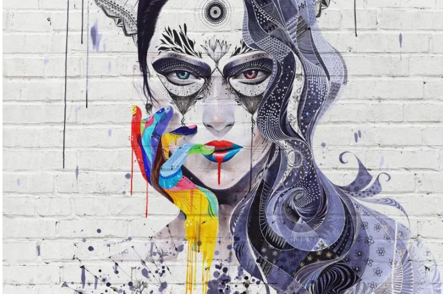 personalizado, grande mural, salão de beleza, decoração de parede