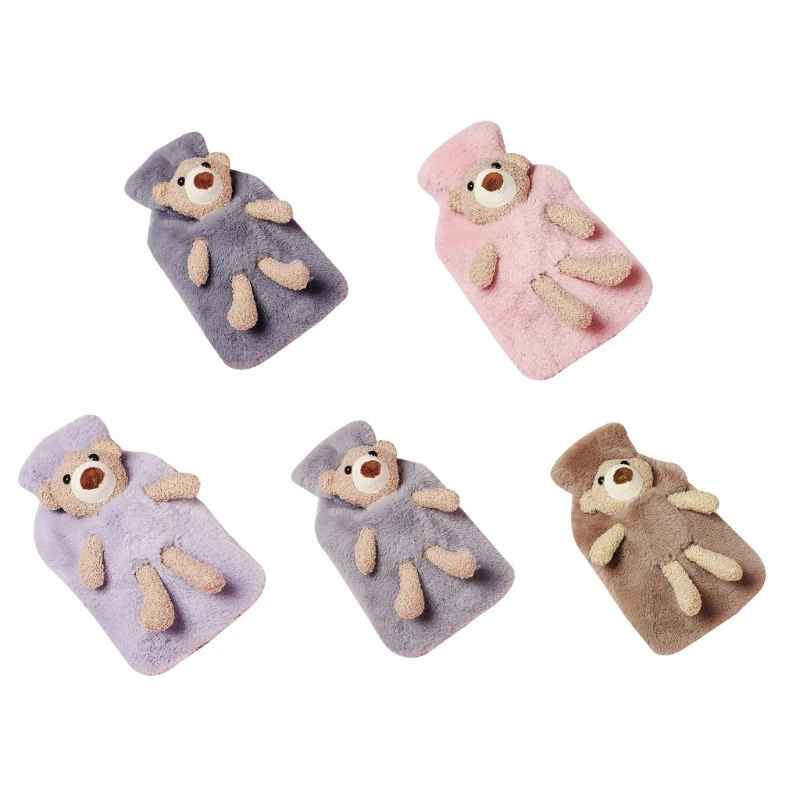 

Cartoon Bear Plush Cover Hot Water Bag Detachable Design for Comfortable Heat Therapy Christmas Gift Hand Warmer DropShip