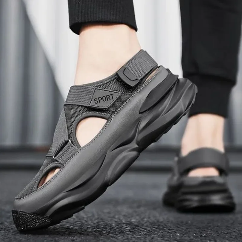 Leather Sandals Fashion Designer Men's Sandals Breathable Casual Shoes for Men Outdoor Non Slip Beach Sandals Male Platform Sandalias