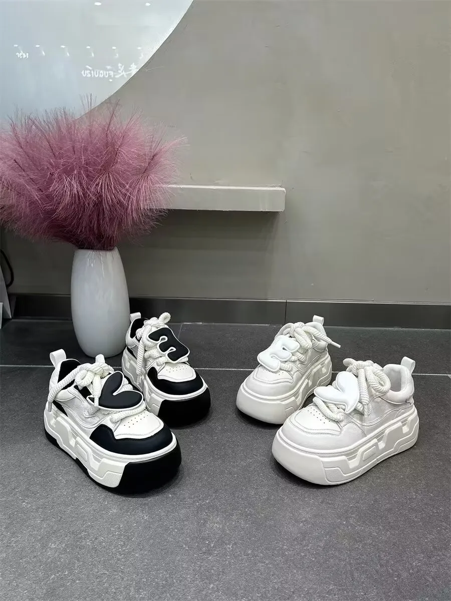 

PU Leather Women's White Casual Woman Vulcanize Sneakers Breathable Sport Walking Running Platform Flats Shoes Zapatos De Mujer