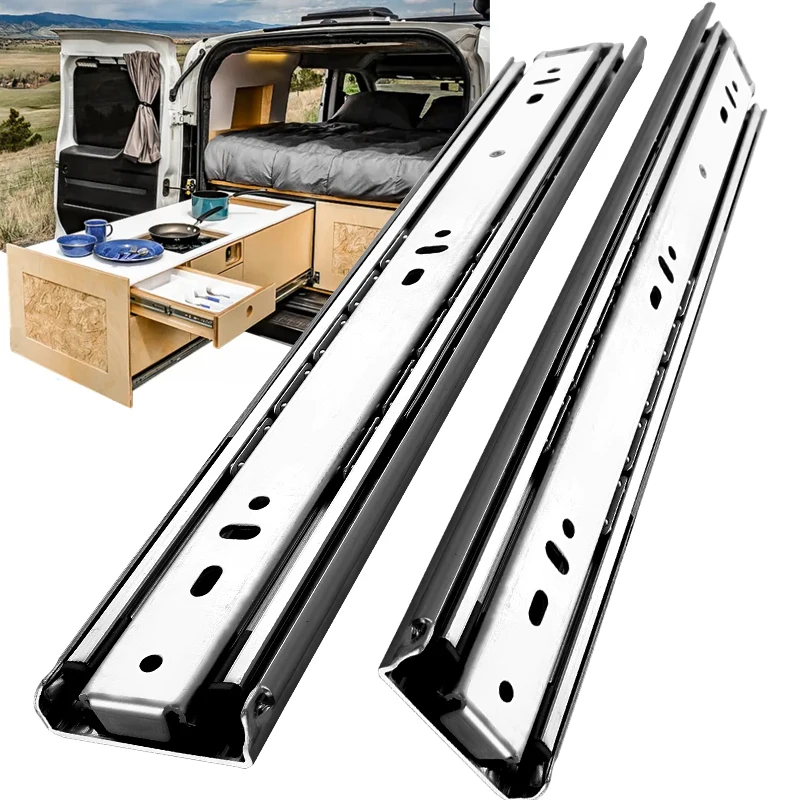 1 Pair 260 Lb Heavy Duty Locking Drawer Slides Full Extension 3 Fold Ball Steel Drawer Rails,Hardware Runners Tracks